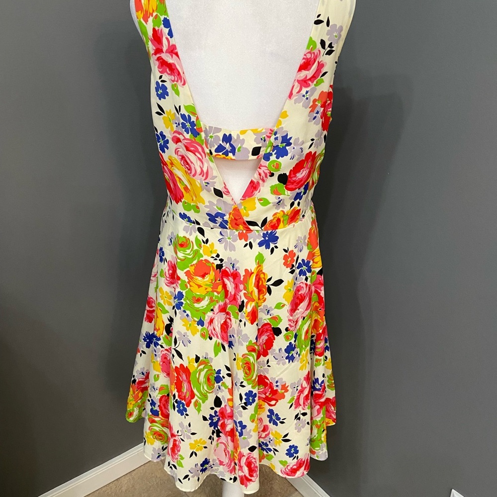 Betsey Johnson Cream Floral Dress with Pink Yellow & Blue Accents fit & flare 14 - Picture 3 of 16